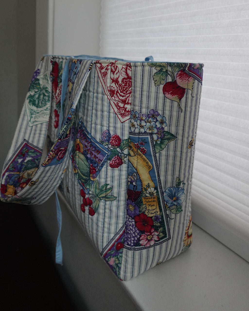 Large quilted farmer's market tote bag