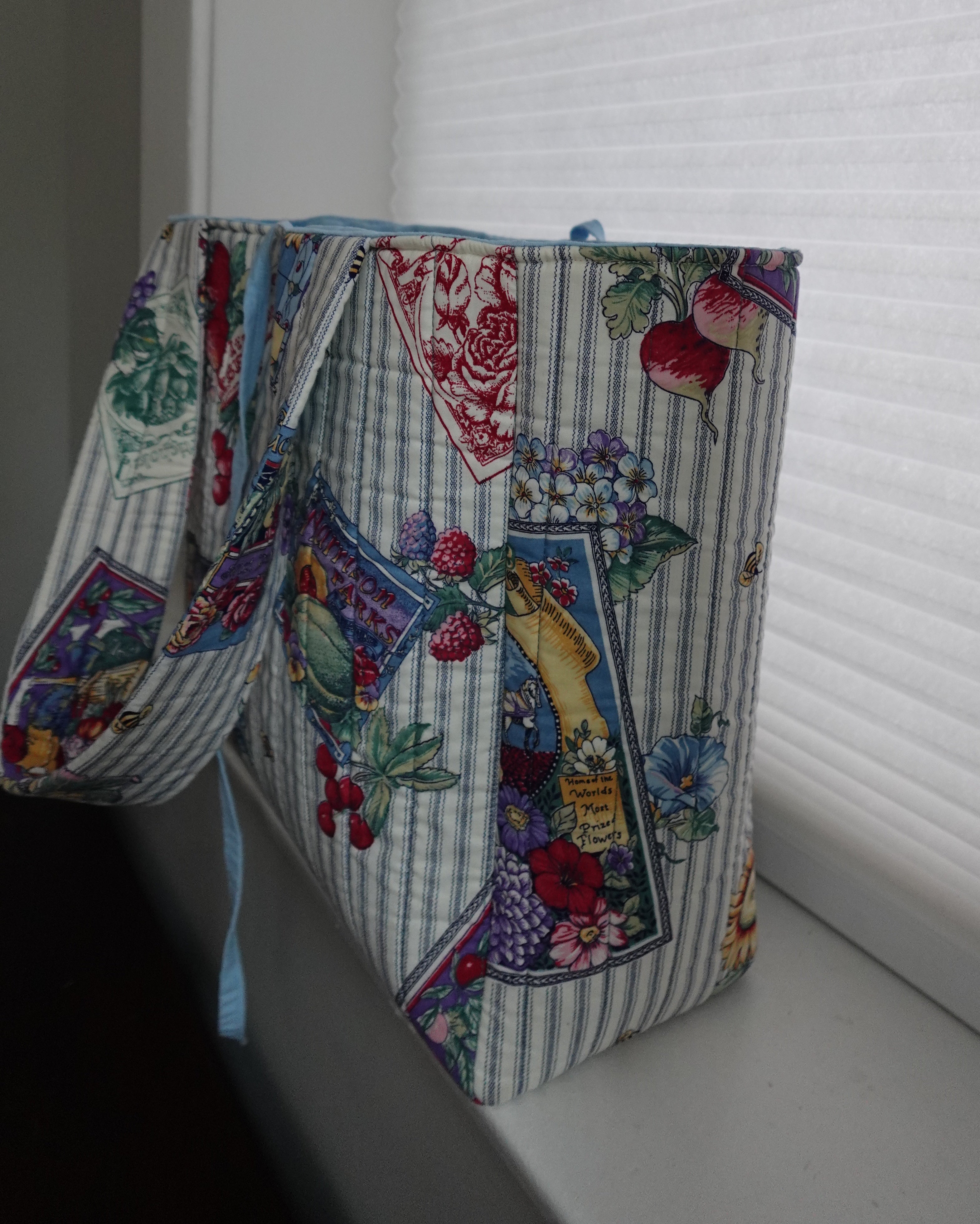 Large quilted farmer's market tote bag