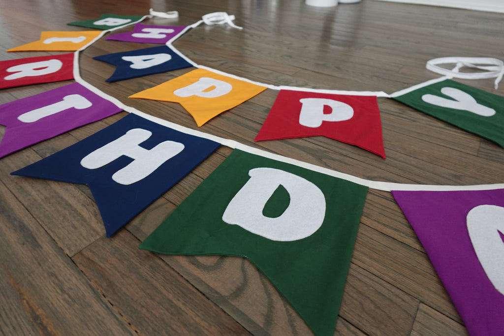 Reusable fabric happy birthday banner