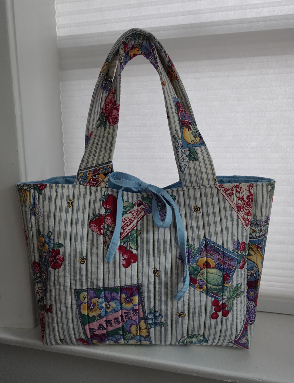 Large quilted farmer's market tote bag