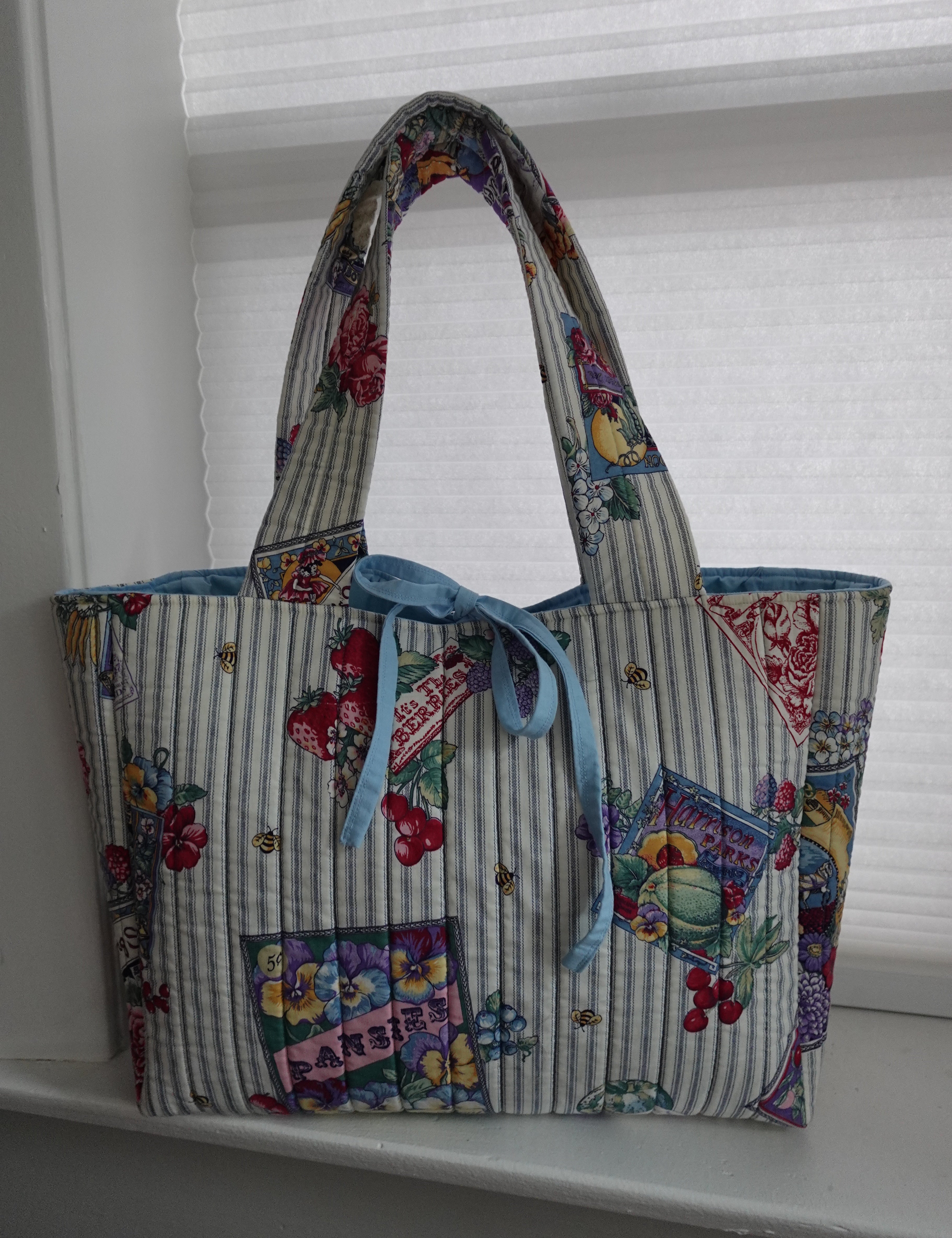 Large quilted farmer's market tote bag