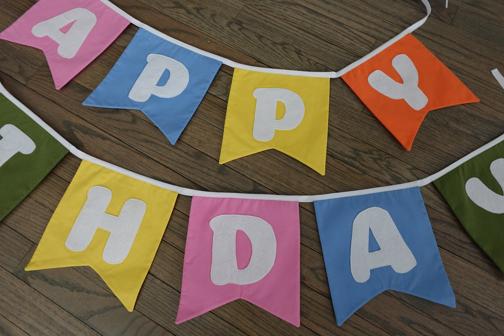 Reusable fabric happy birthday banner