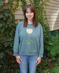 Applique Flower Crew Neck