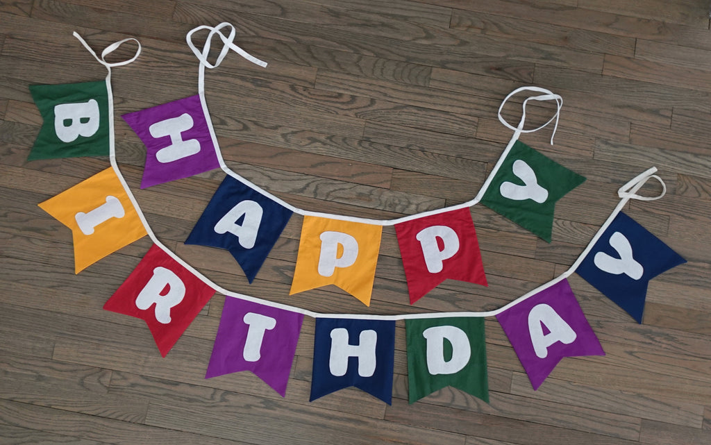 Reusable fabric happy birthday banner