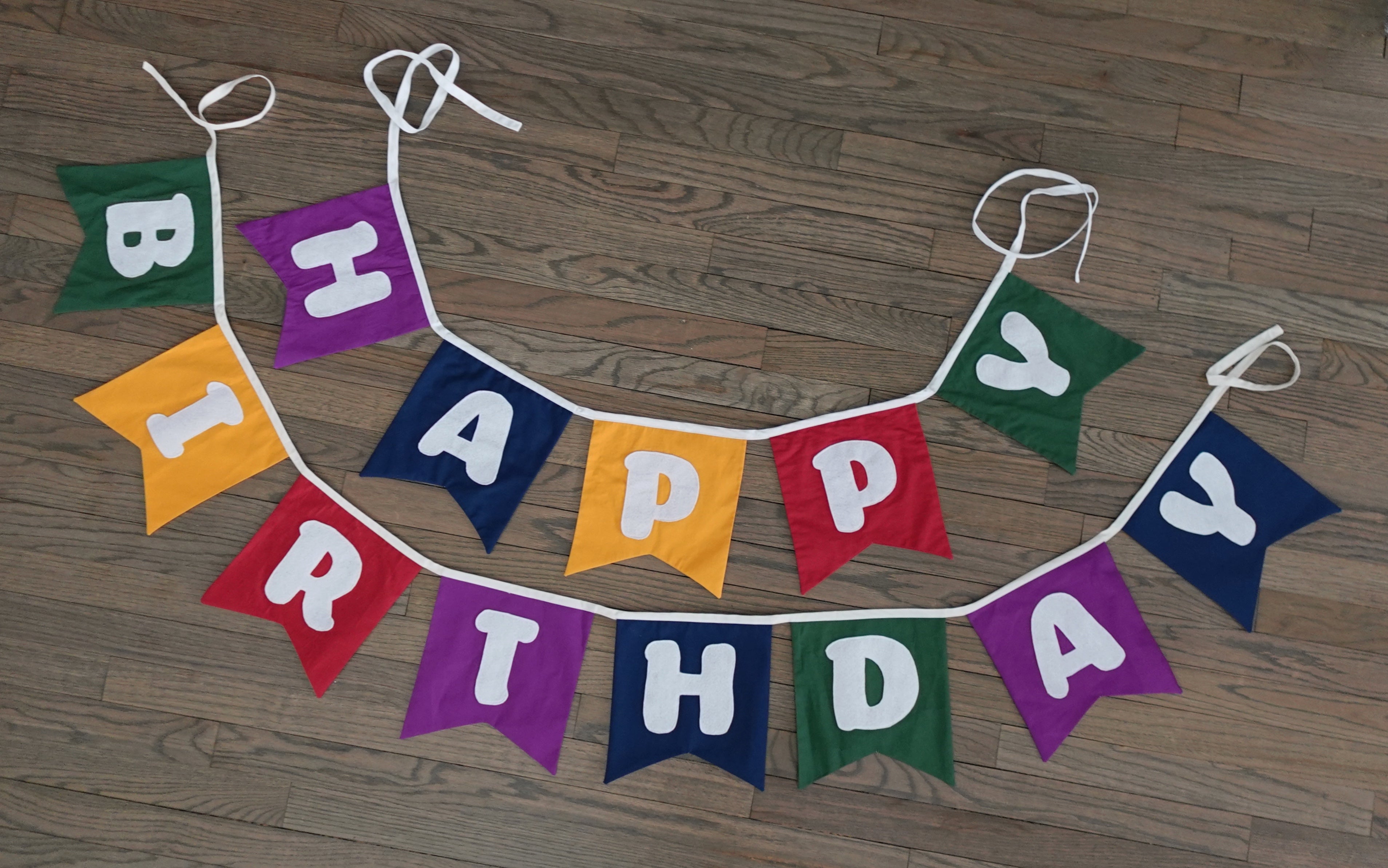 Reusable fabric happy birthday banner
