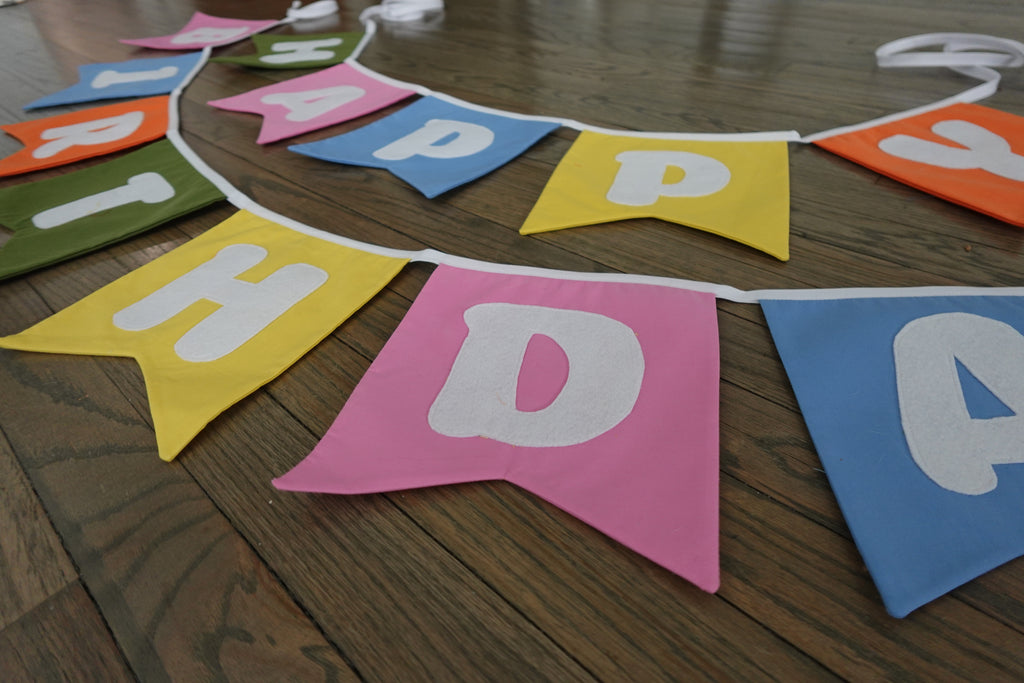 Reusable fabric happy birthday banner