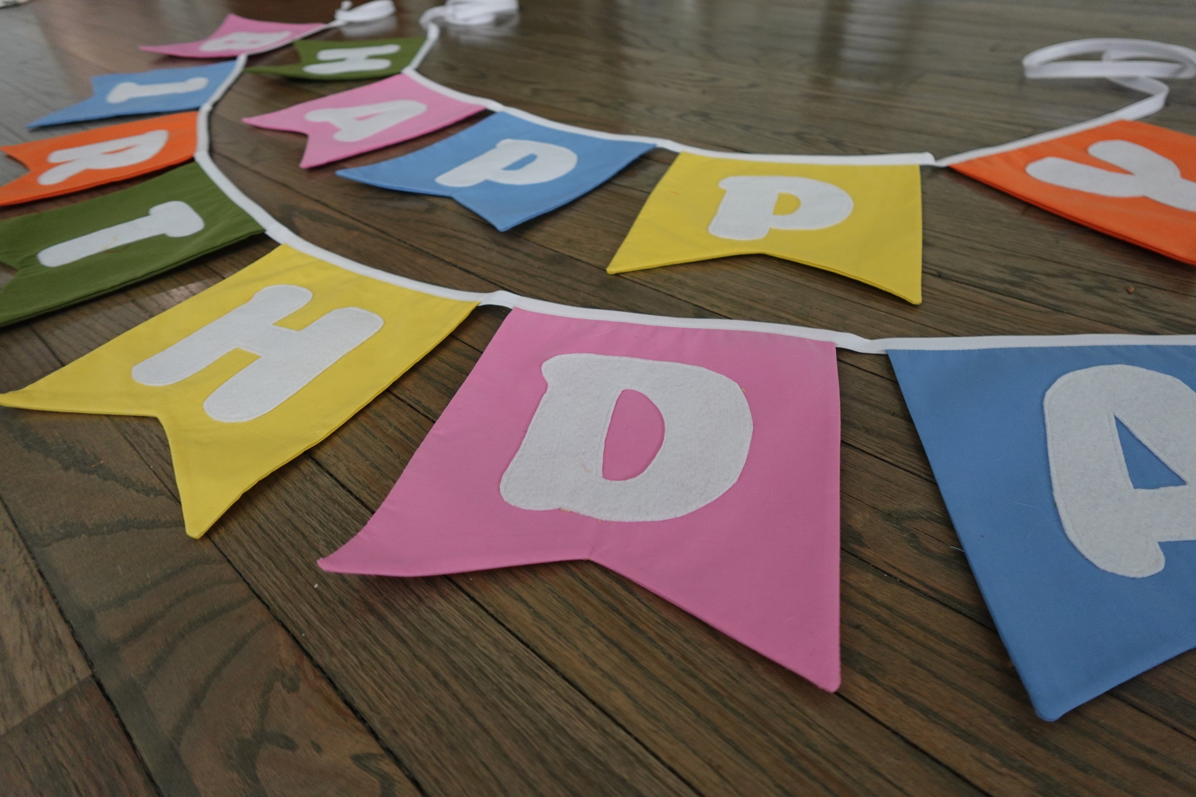 Reusable fabric happy birthday banner