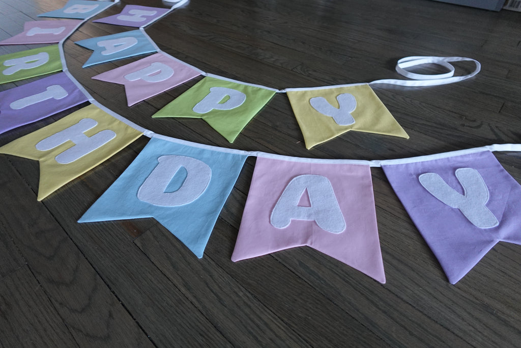 Reusable fabric happy birthday banner