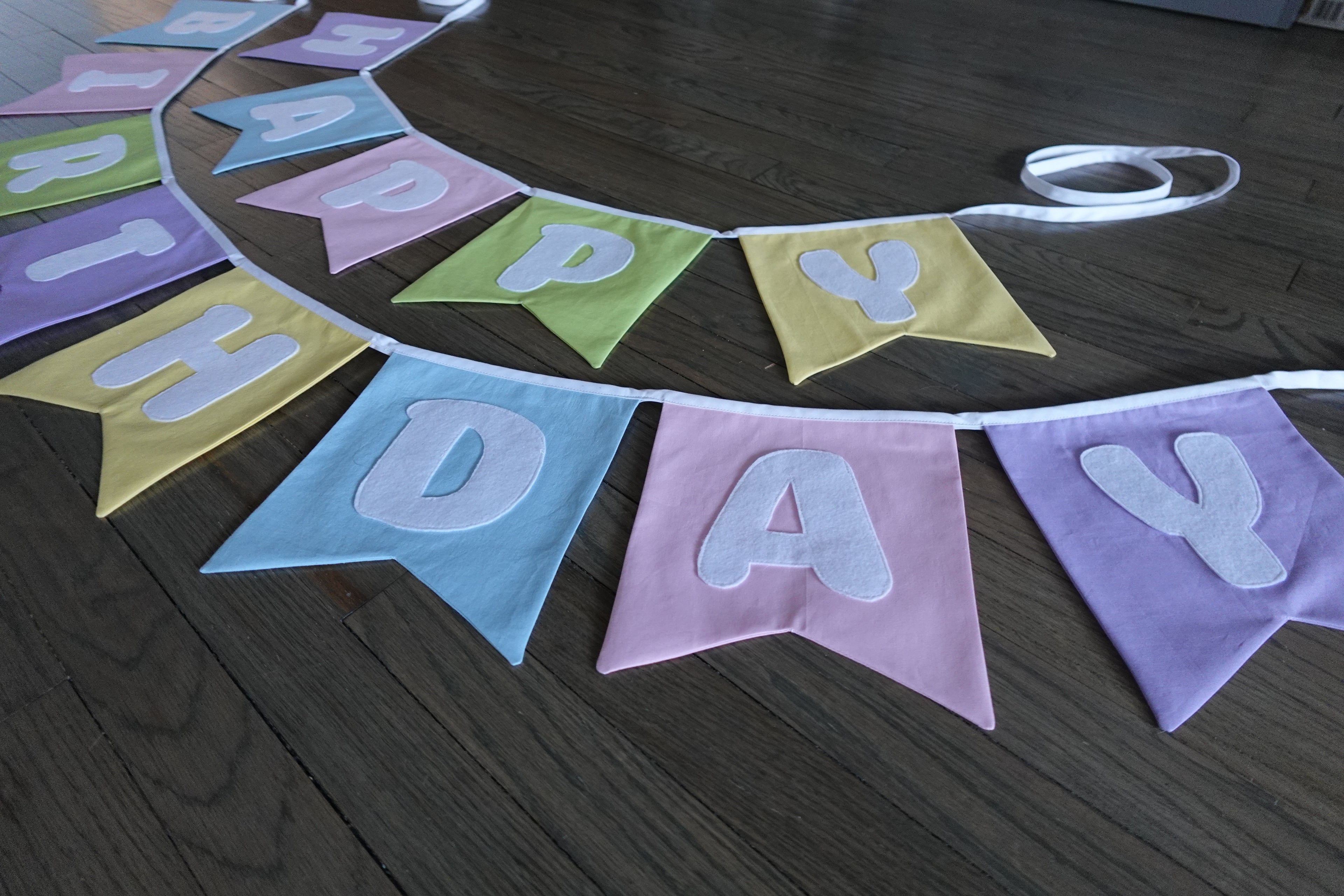 Reusable fabric happy birthday banner