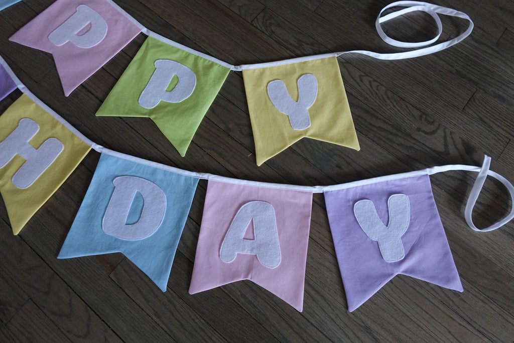 Reusable fabric happy birthday banner