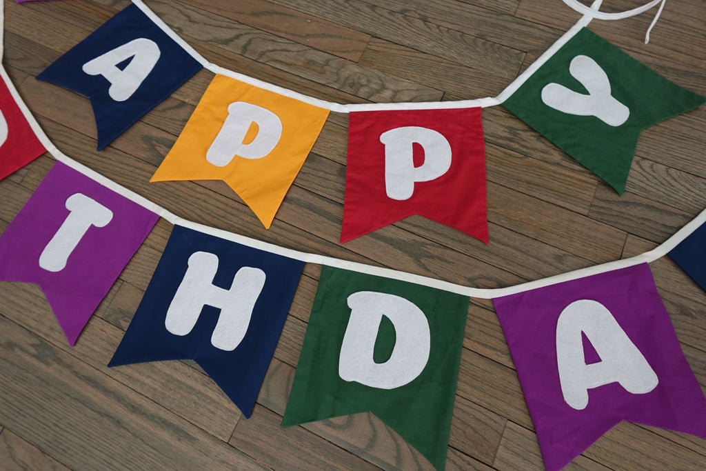 Reusable fabric happy birthday banner