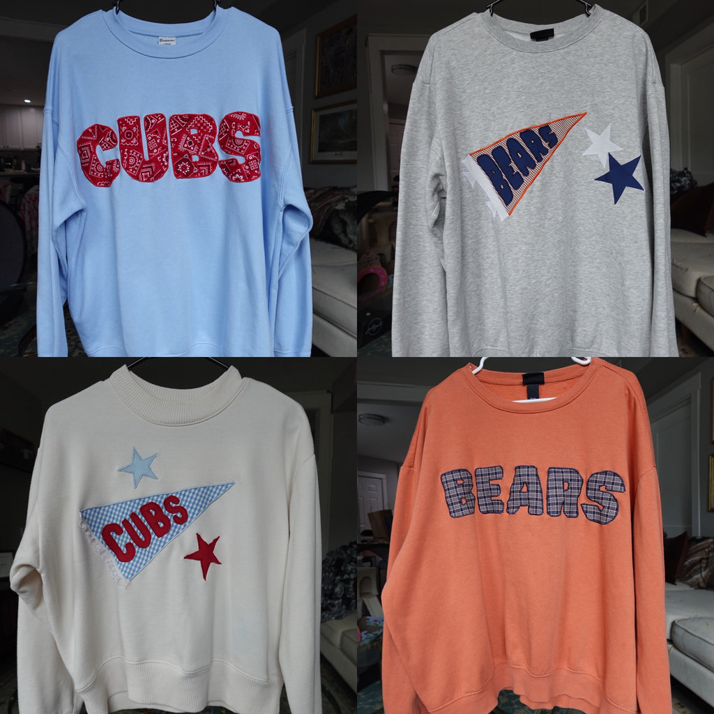 Custom sports team applique crew neck
